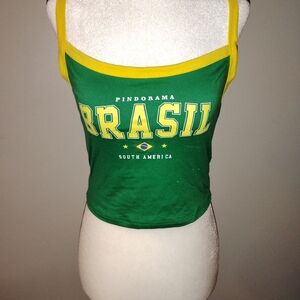 SHEIN Green & Yellow Brasil Crop Camisole